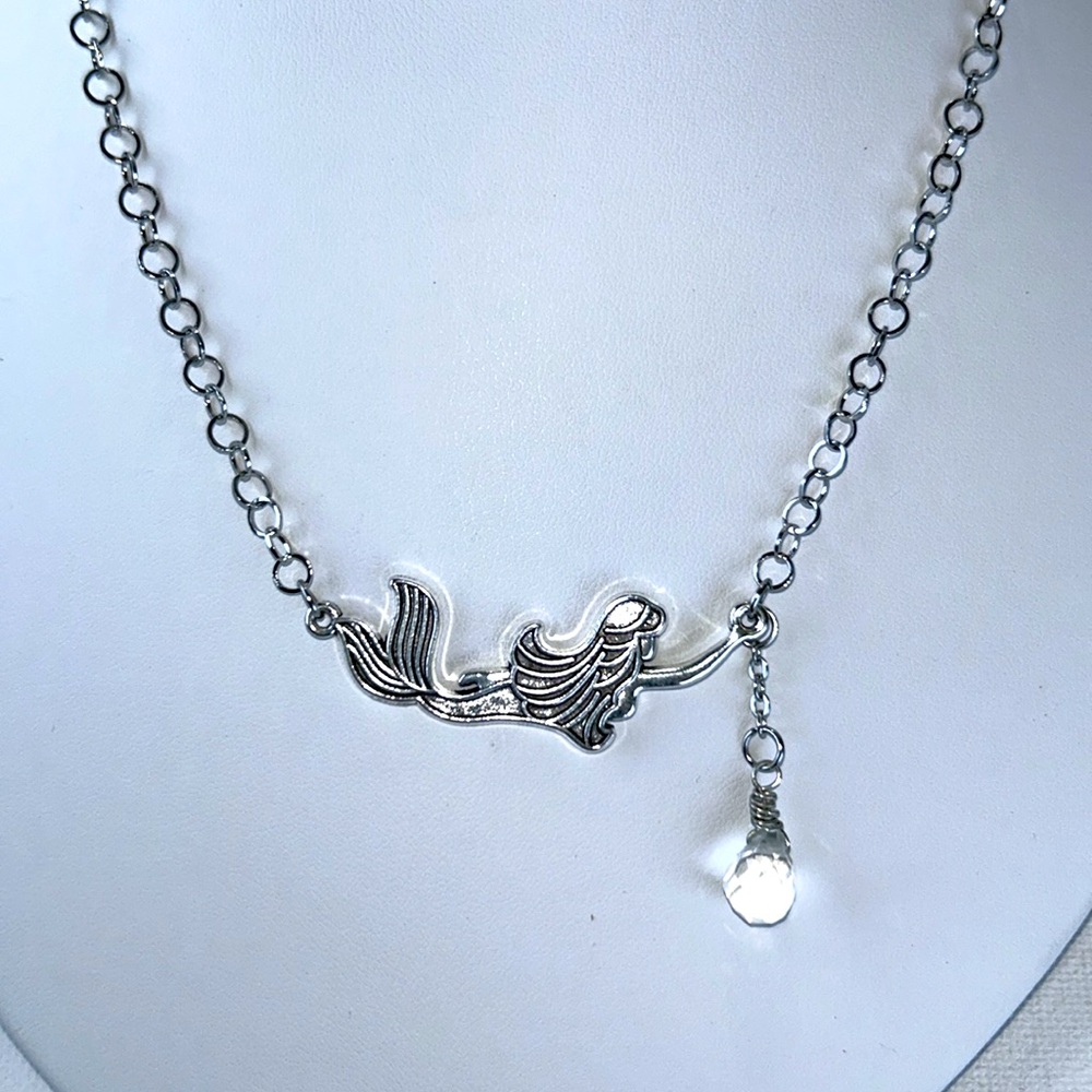 Handmade HypoAllergenic Mermaid Crystal Necklace Coastal Beach Vacation Bohemian
